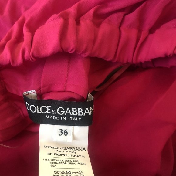 Dolce & Gabbana Boat Neckline Dress Raspberry Rose Pink Silk - Picture 6 of 8